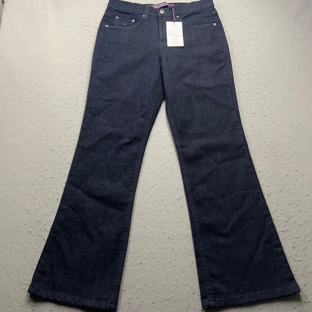 Gloria‎ Vanderbilt Gabby Mid Rise Flare Jeans Dark Wash Womens 8 Short 1779